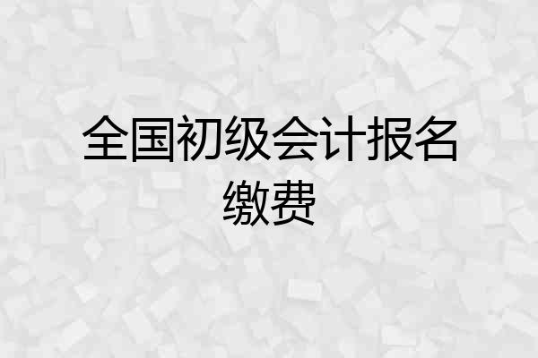 全国初级会计报名缴费