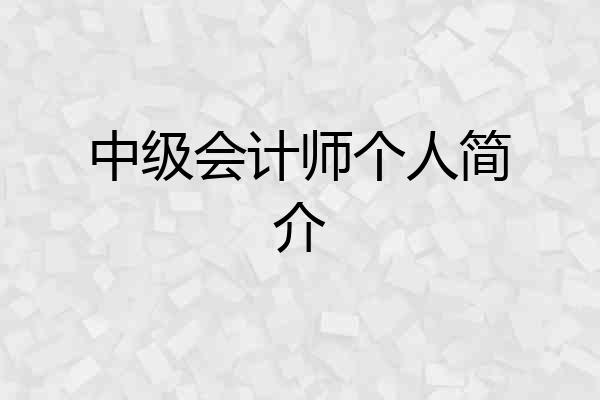 中级会计师个人简介