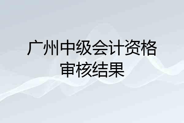 广州中级会计资格审核结果