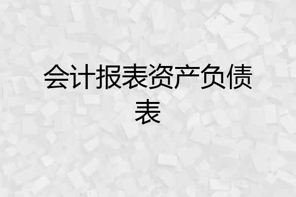 会计报表资产负债表