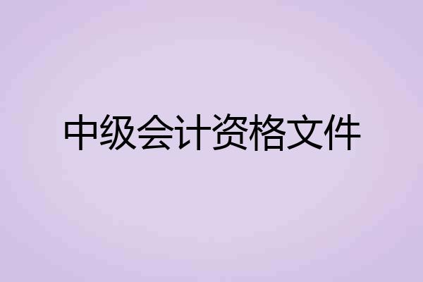 中级会计资格文件