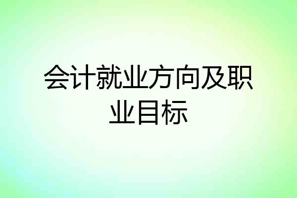 会计就业方向及职业目标