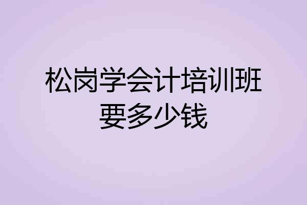松岗学会计培训班要多少钱