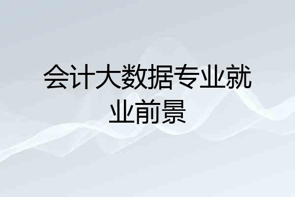 会计大数据专业就业前景
