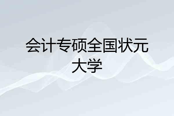 会计专硕全国状元大学