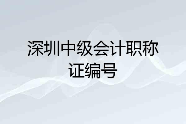 深圳中级会计职称证编号