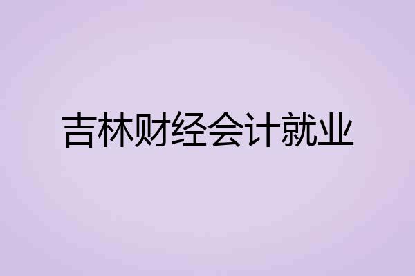 吉林财经会计就业