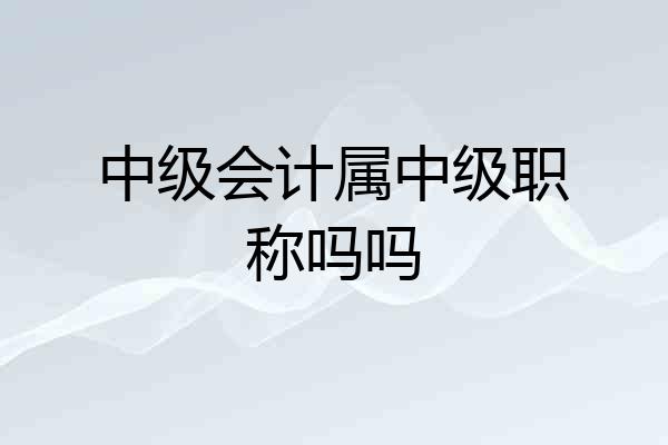 中级会计属中级职称吗吗