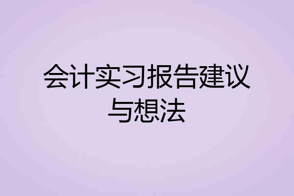 会计实习报告建议与想法