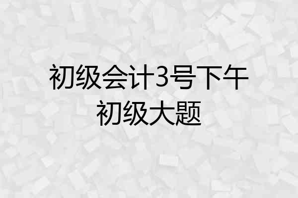 初级会计3号下午初级大题