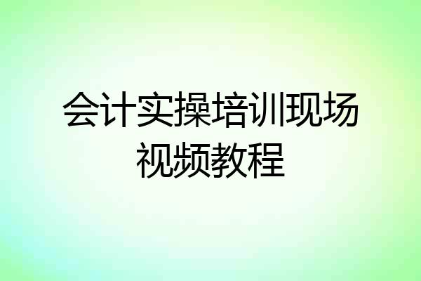 会计实操培训现场视频教程