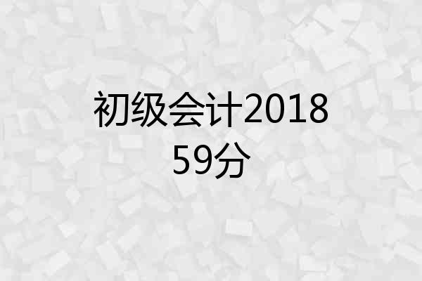 初级会计201859分