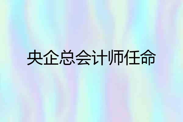 央企总会计师任命