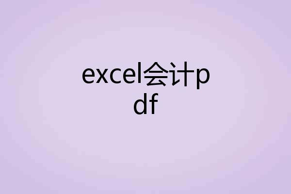 excel会计pdf