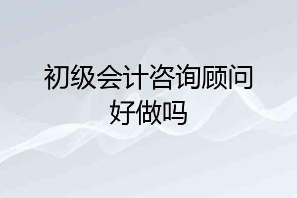 初级会计咨询顾问好做吗