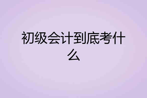 初级会计到底考什么