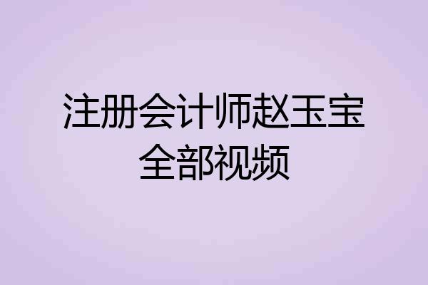 注册会计师赵玉宝全部视频