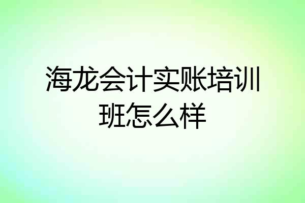 海龙会计实账培训班怎么样