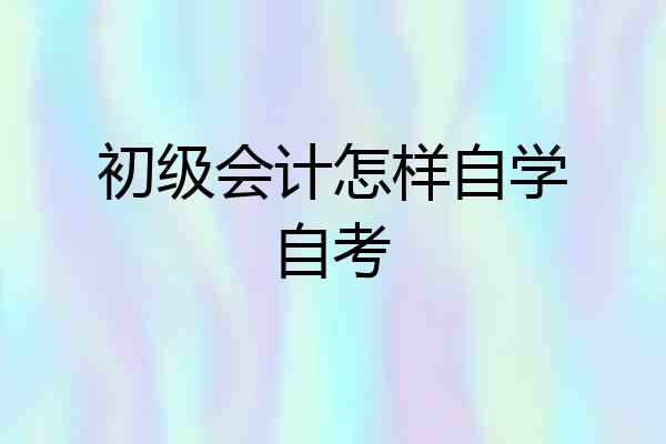 初级会计怎样自学自考