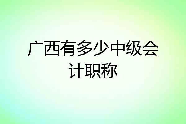 广西有多少中级会计职称