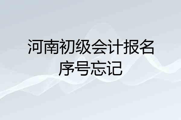 河南初级会计报名序号忘记