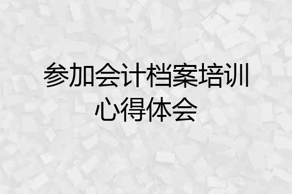 参加会计档案培训心得体会