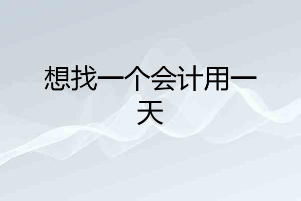 想找一个会计用一天