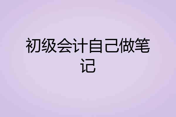 初级会计自己做笔记