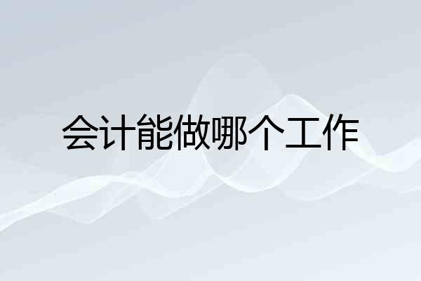 会计能做哪个工作