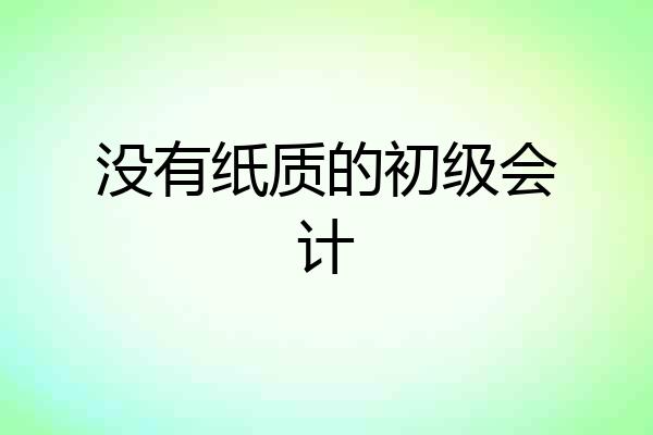 没有纸质的初级会计
