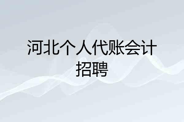 河北个人代账会计招聘