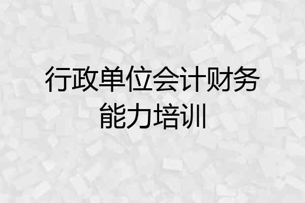 行政单位会计财务能力培训