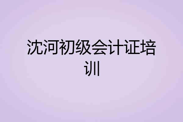 沈河初级会计证培训