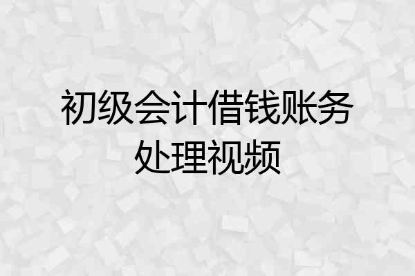 初级会计借钱账务处理视频