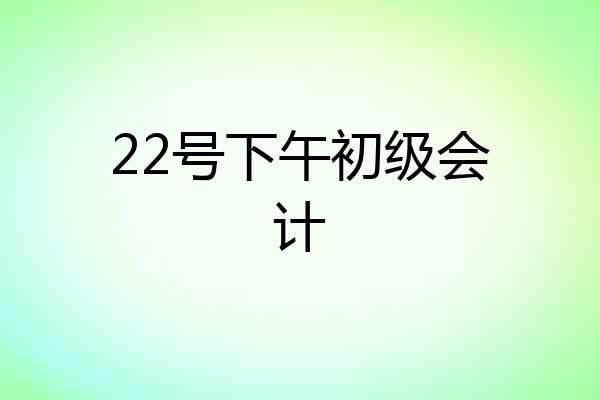 22号下午初级会计