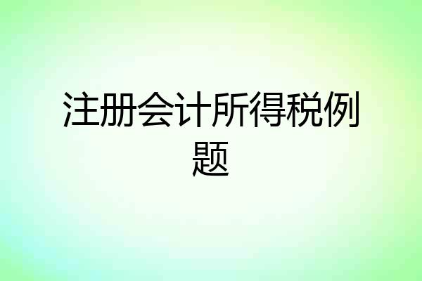 注册会计所得税例题