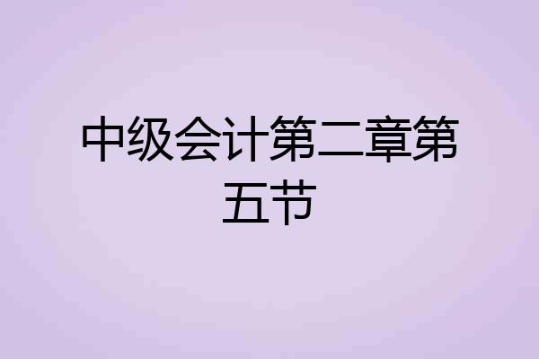 中级会计第二章第五节