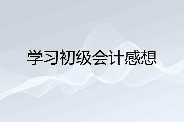 学习初级会计感想