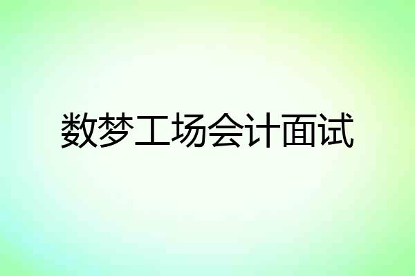 数梦工场会计面试