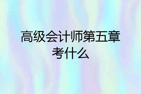 高级会计师第五章考什么