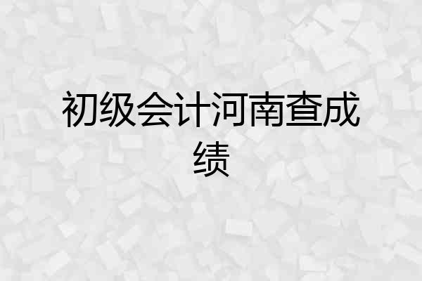 初级会计河南查成绩