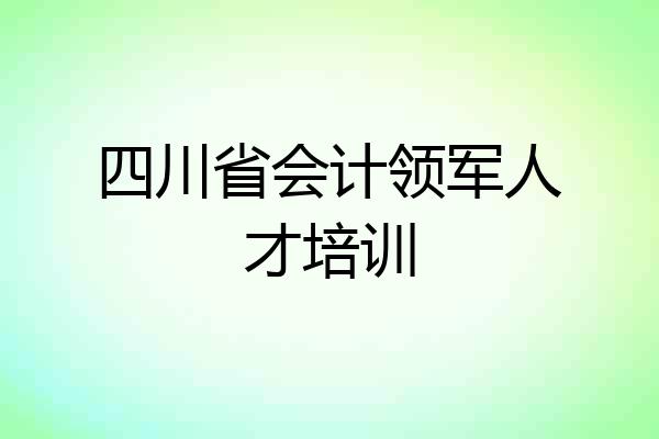 四川省会计领军人才培训
