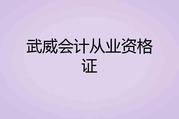 武威会计从业资格证