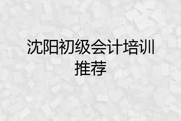 沈阳初级会计培训推荐