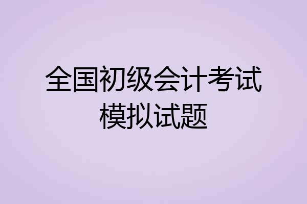 全国初级会计考试模拟试题