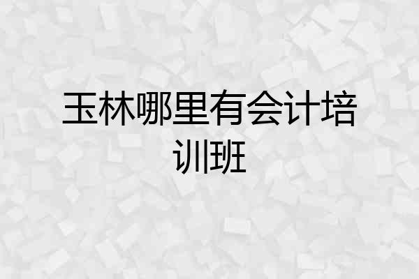玉林哪里有会计培训班