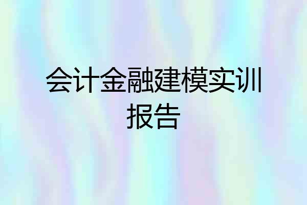 会计金融建模实训报告