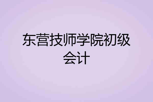 东营技师学院初级会计