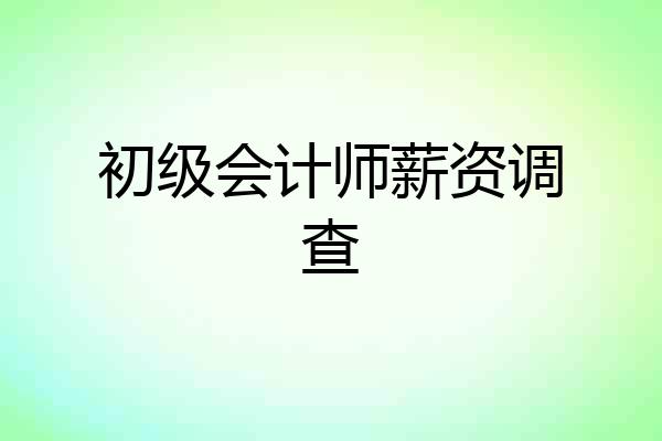 初级会计师薪资调查
