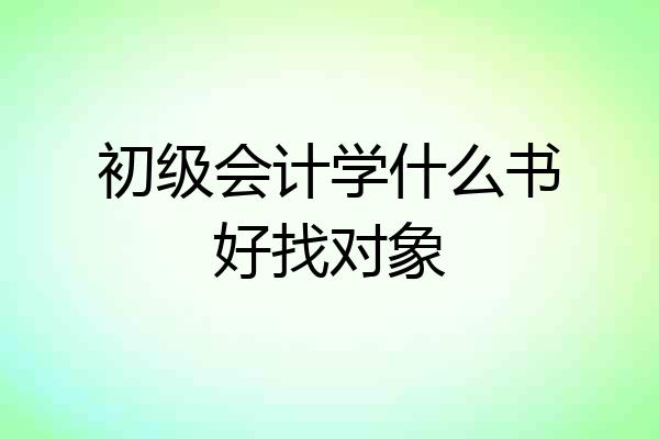 初级会计学什么书好找对象